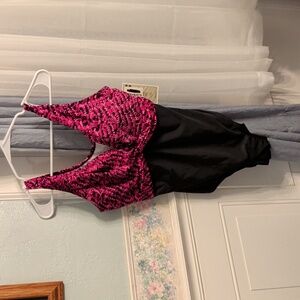 Stylish Pink and Black Women'Swimsuit By CARIBBEAN
